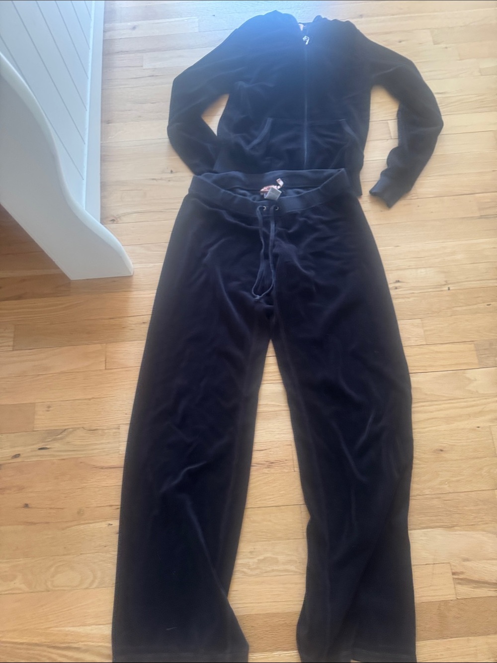 Juicy Couture Black Velour Track Pants & Zip Jacket Set